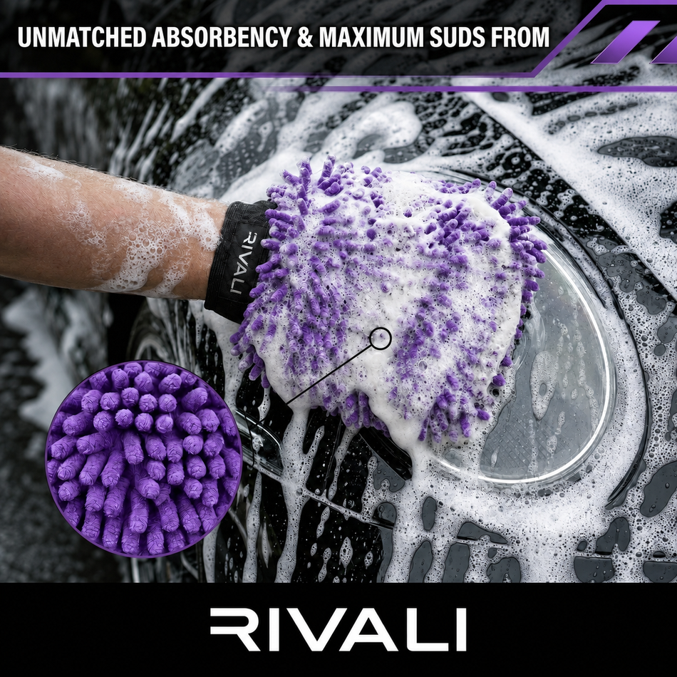 Rivali Car Care Professional Chenille Microfiber Wash Mitt - Ultra Soft Scratch-Free Premium